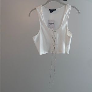 Rhinestone Lace Up Crop Top